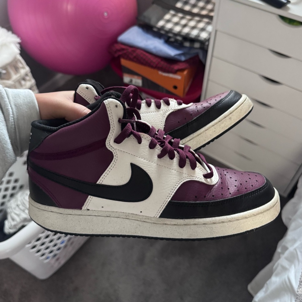 Nike Maroon and White High-Top Sneakers